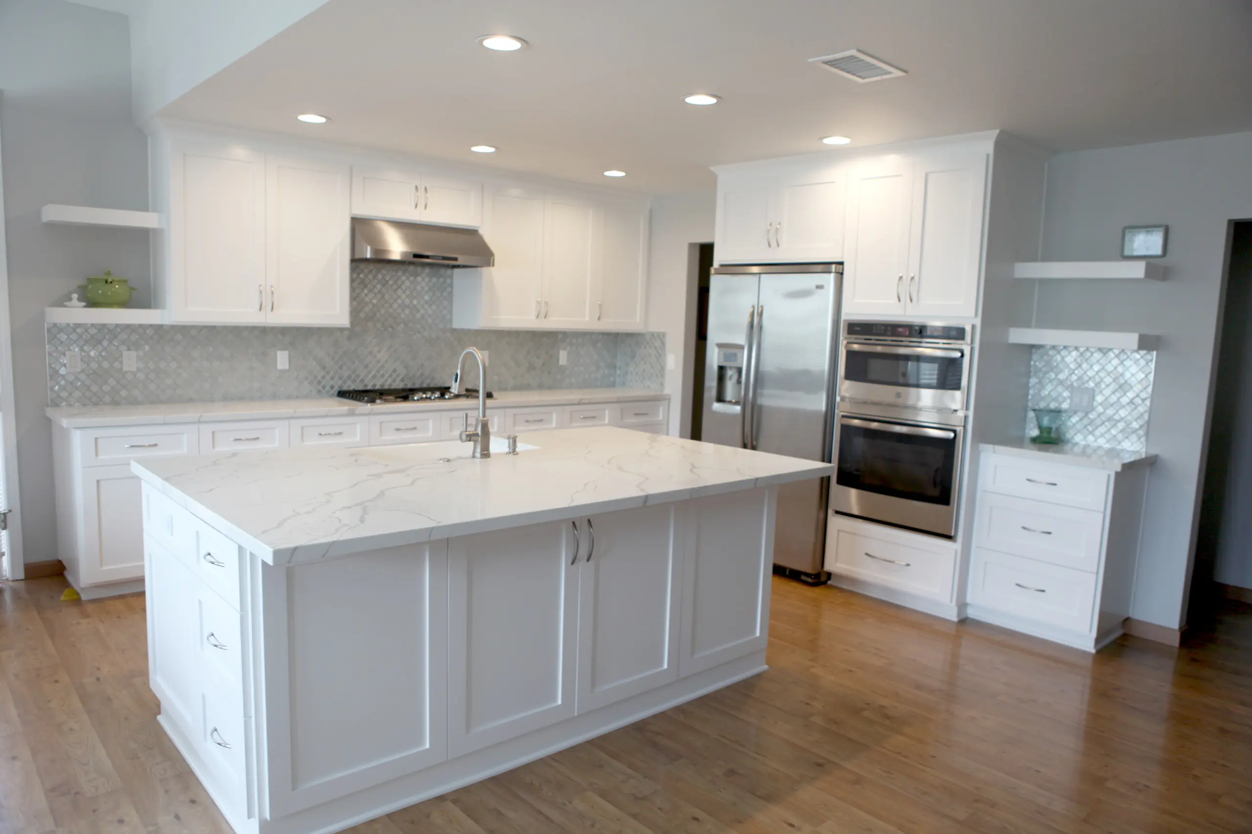 Bright white island kitchen remodel in Yorba Linda